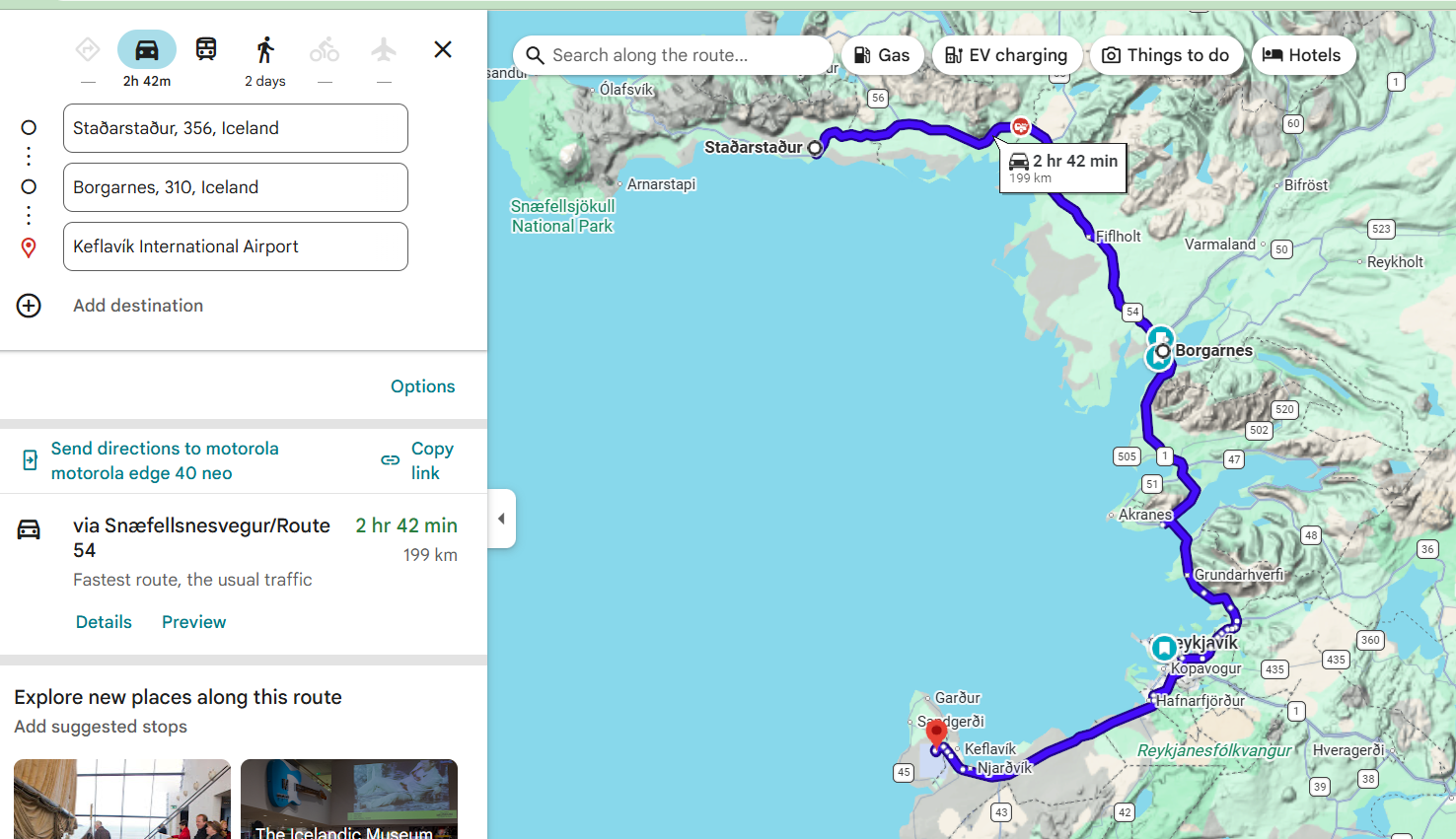 Day 13 route map – Hvammstangi to Snæfellsbær via Snæfellsnes Peninsula
